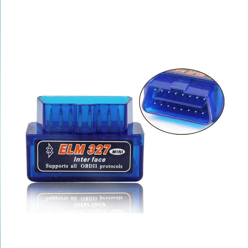 ELM327 mini OBD2 Bluetooth scanner for vehicle diagnostics with fault code reading and sensor monitoring