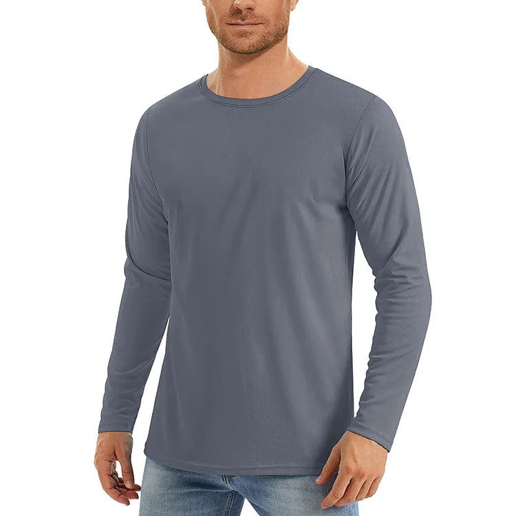 UV protection quick-dry casual long sleeve top in solid colour polyester fabric