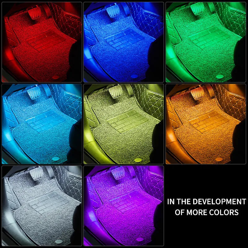 Car modification LED eight-color foot voice control rhythm atmosphere light with USB head and 36 LEDs