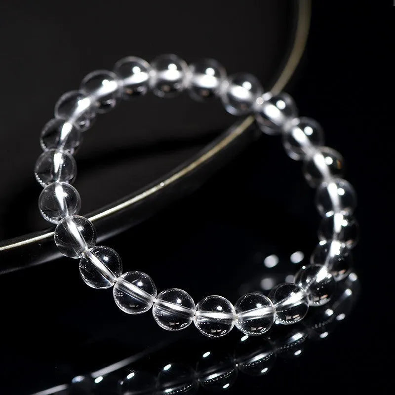Natural Donghai white water round crystal bead bracelet in geometric unisex style