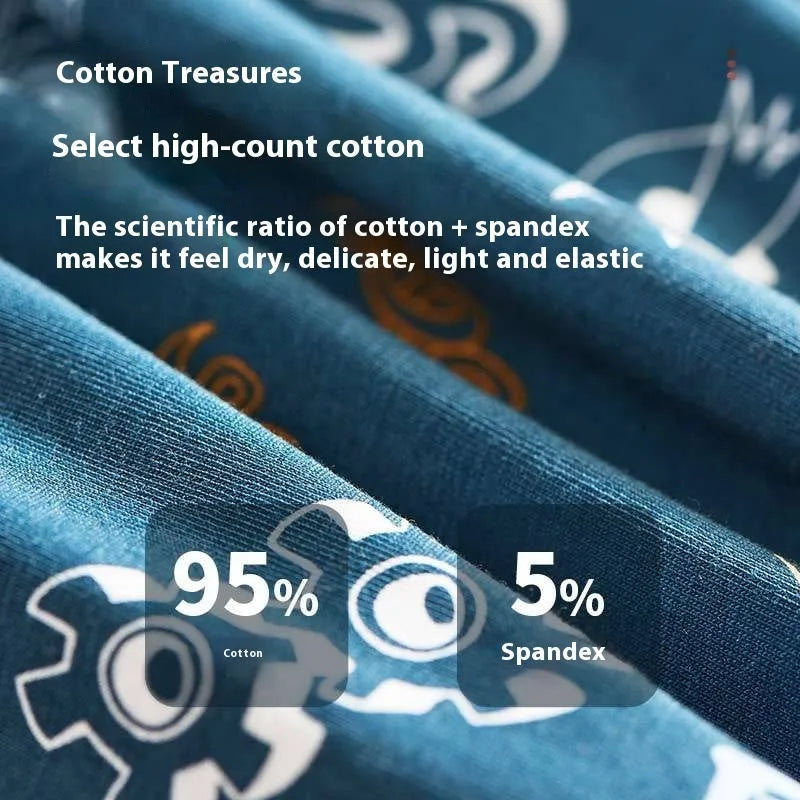Men's cotton boxer shorts in lake blue, mid waist, breathable knitted fabric