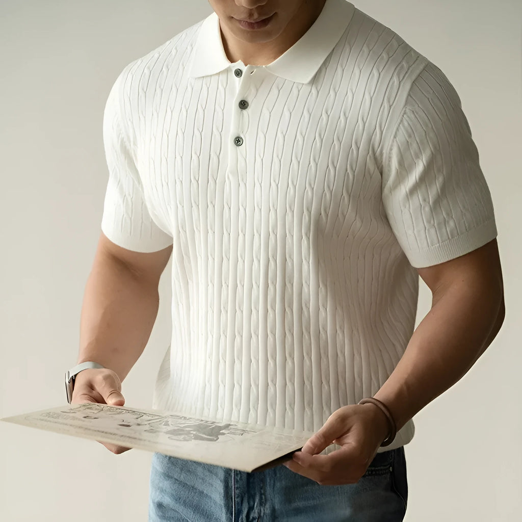 Men's short sleeve business top in khaki, black, or white colours