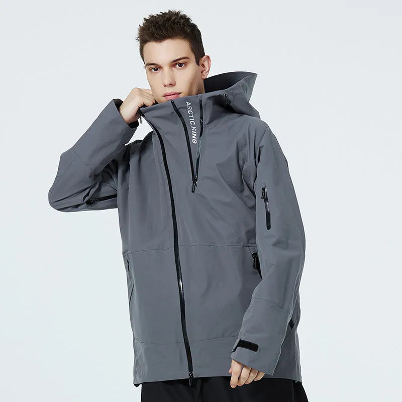 Yellow and black unisex ski suit with windproof waterproof double plate construction for snow sports