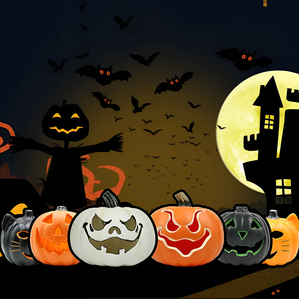 Halloween pumpkin lamp in orange melon colour, 23cm plastic atmosphere light