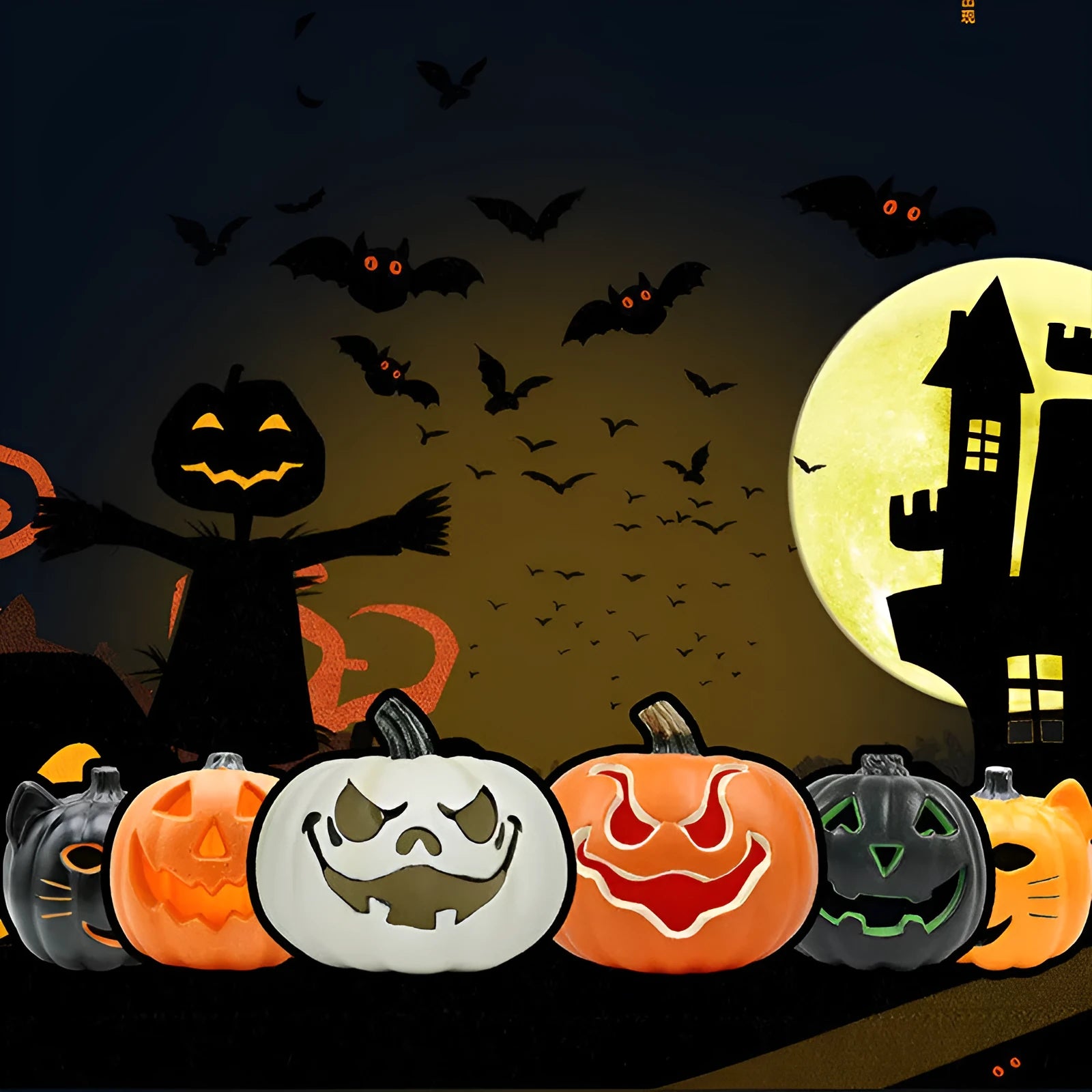 Halloween pumpkin lamp in orange melon colour, 23cm plastic atmosphere light