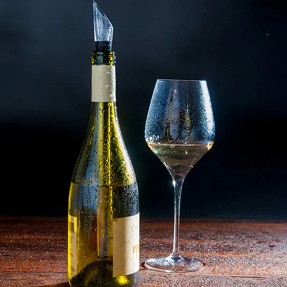 Stainless steel wine cooling rod with aerator and drip-free pourer, 32cm length, black finish