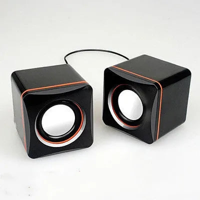 Black square USB powered 2.0 computer speaker for desktop PC audio