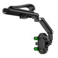 Black and green car rear seat sun visor with buckle mounting system for window installation