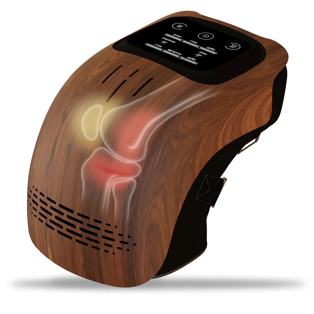 Intelligent electric knee massager in white colour with kneading, heating, infrared laser, and vibration functions