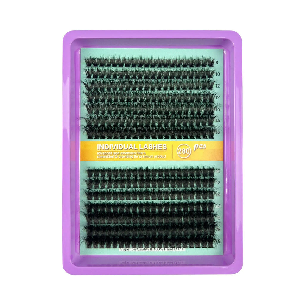 Large capacity false eyelash storage box measuring 13.7cm with mixed eyelashes organised inside