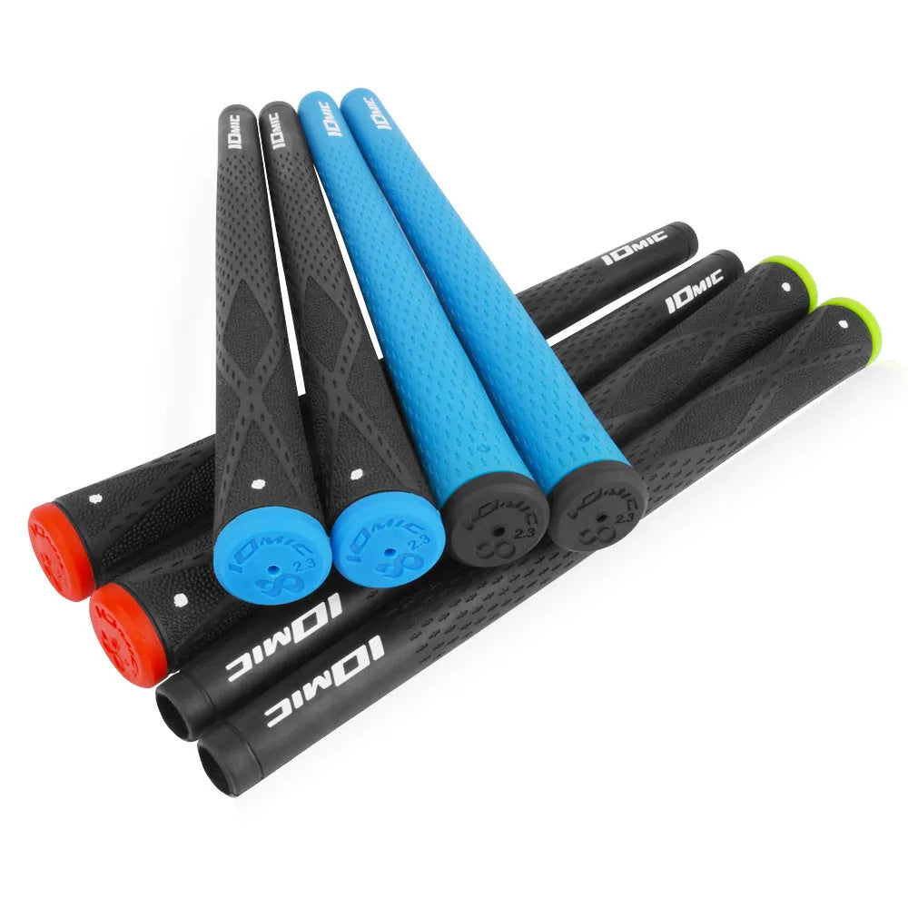 A single TPE golf club grip in a choice of colours including pink, red, blue, white, and black combinations.