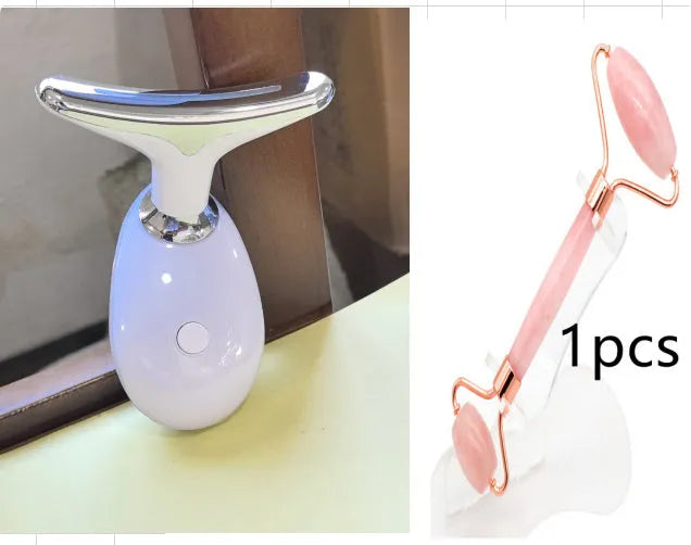 Beauty neck fade care massage instrument with ultrasonic infrared colour light functions in white