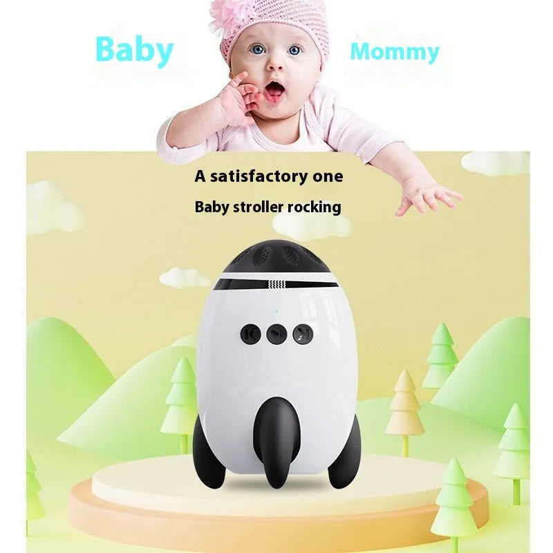 White baby sleep comforter device with Bluetooth and shaking features for infants 0-3 years
