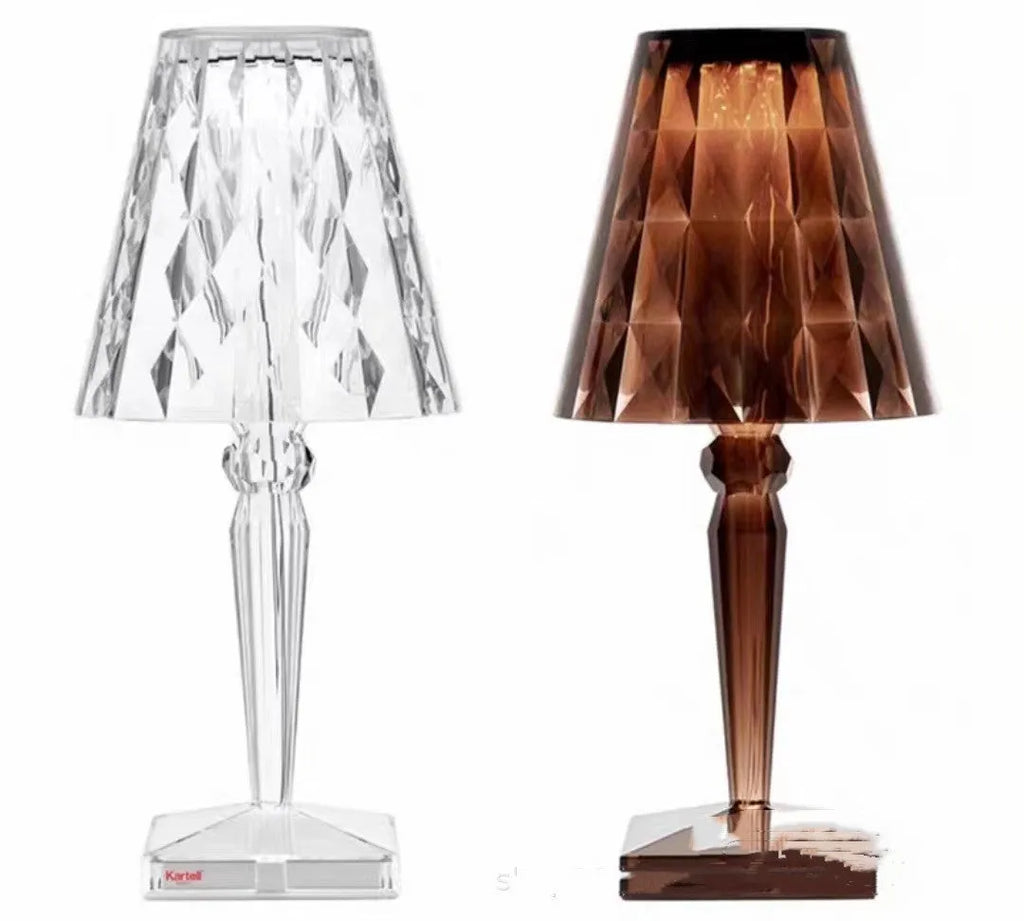 Rose gold plated portable touch night light with dimmer on a table
