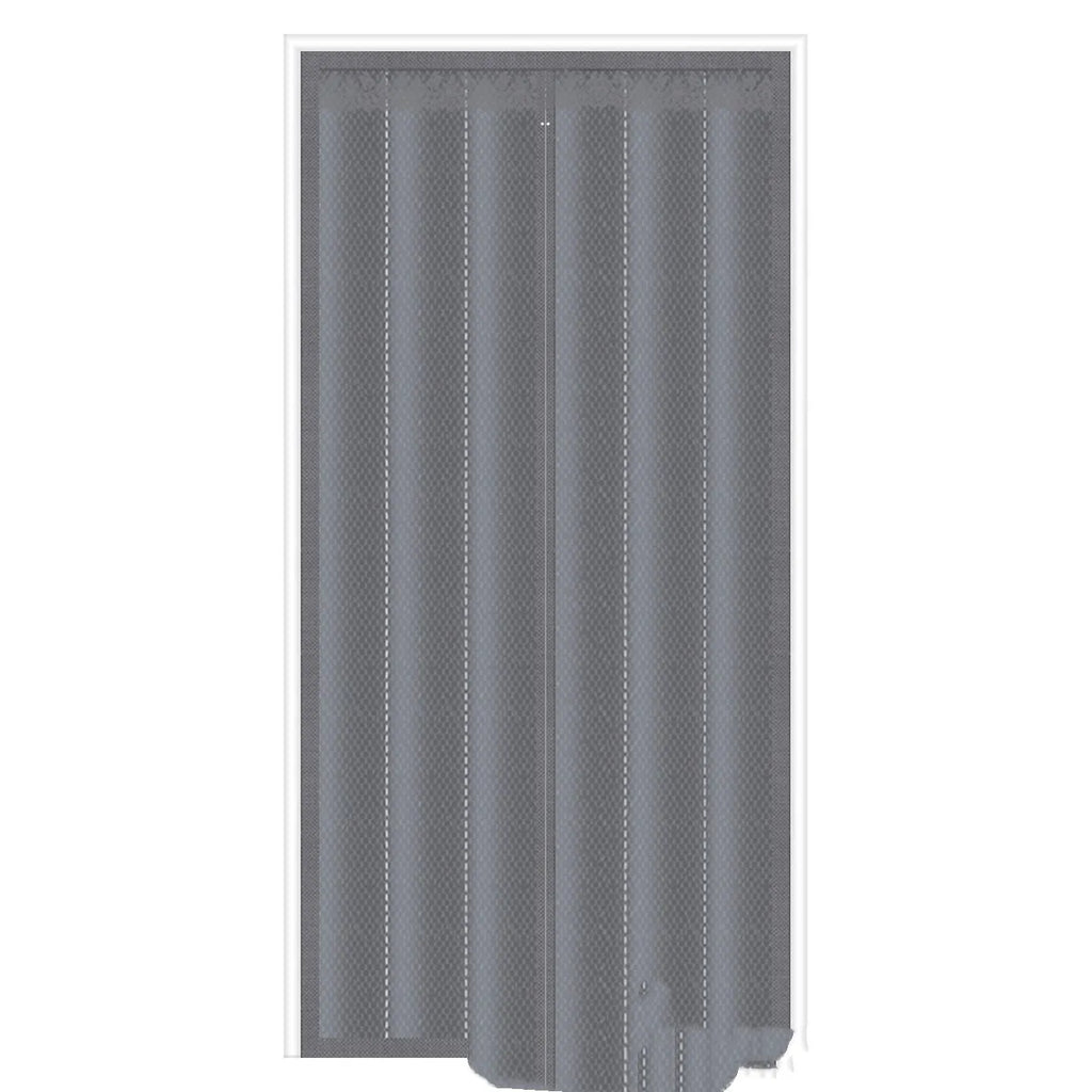Full seam magnetic door curtain in New Chinese style Oxford cloth coffee vertical stripe pattern for doorway insulation