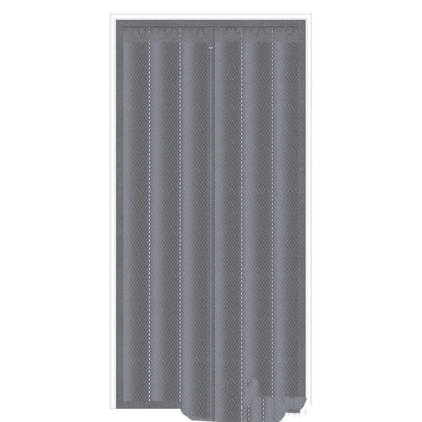 Full seam magnetic door curtain in New Chinese style Oxford cloth coffee vertical stripe pattern for doorway insulation