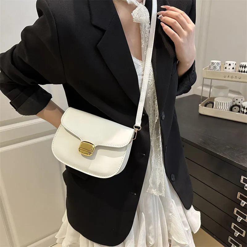 Simple PU handbag for women in khaki with zipper change bag and phone pocket