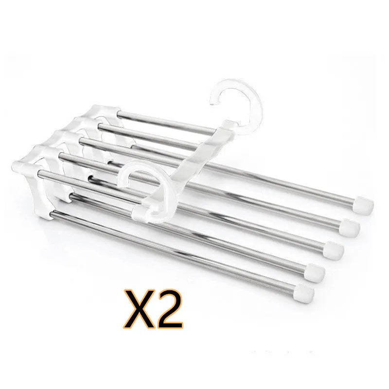 5-in-1 stainless steel trouser hanger, black, 47x18cm, with five booms and two hooks at each end