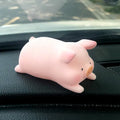 Cartoon pig figurine car dashboard ornament in solid resin, one of eight available styles