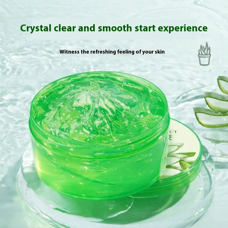 98% aloe vera gel 300g with spoon in white plastic container for acne control and skincare