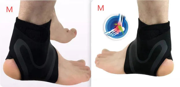 Ankle support brace for the left or right foot, shown on an ankle, suitable for running and sports recovery.