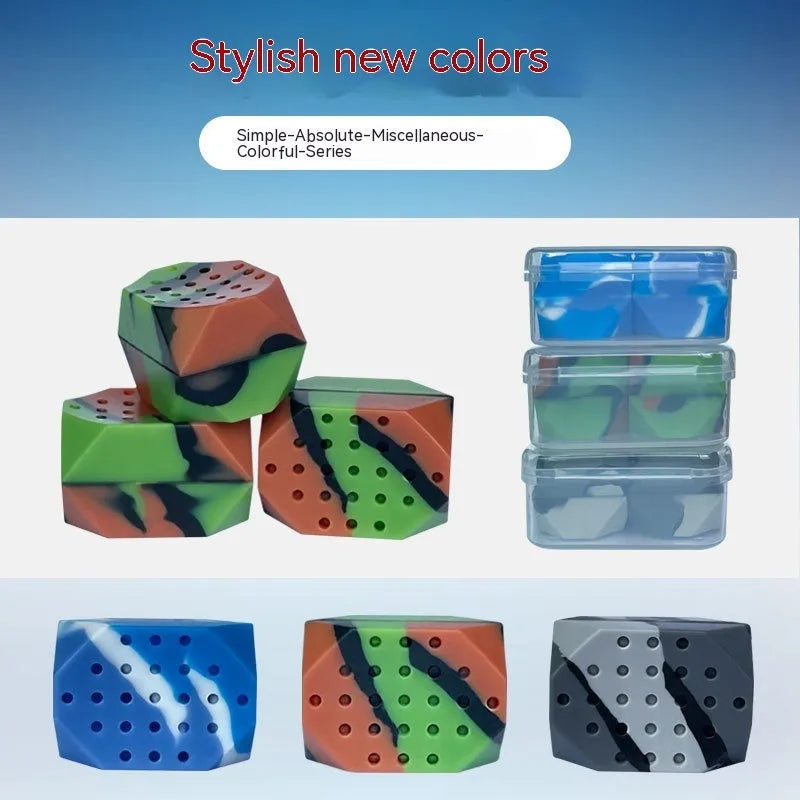 Two camouflage pattern silicone facial exercise balls for jawline training in transparent box