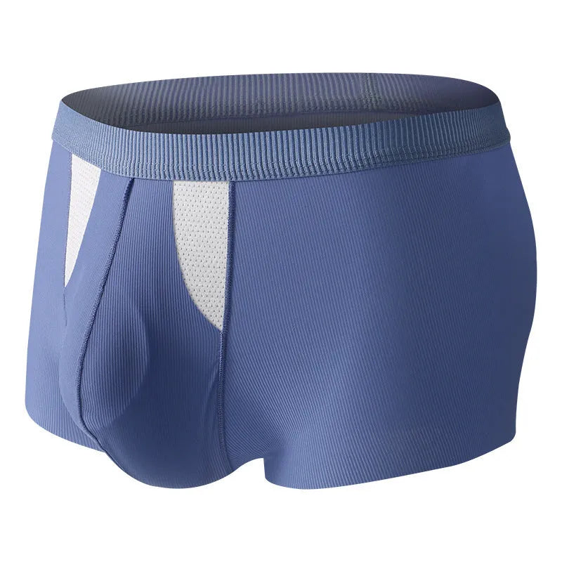 Women's ice silk underwear shorts with double-layer hole bag design for dry wet separation in breathable nylon fabric
