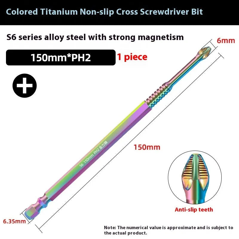 S6 colour titanium non-slip cross screwdriver head alloy steel impact rated