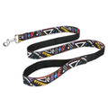 Black imitation nylon pet traction rope with plaid stripe, 120cm length, on white background