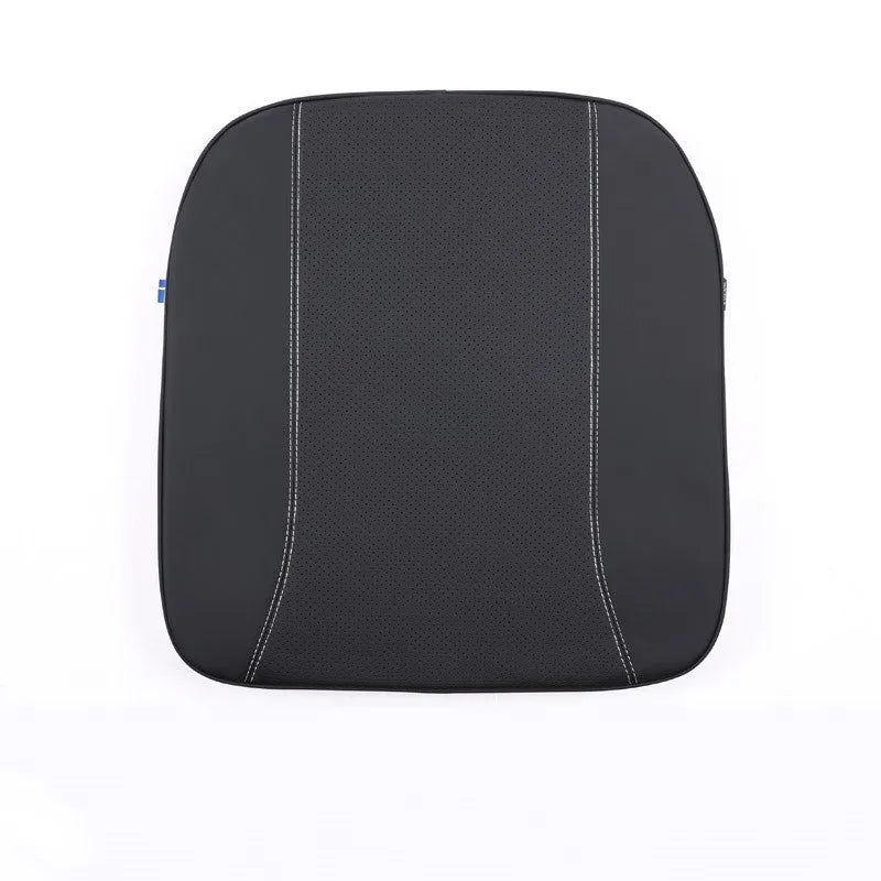 Minimalist brown synthetic fibre headrest cushion and neck pillow for a Volvo car seat.