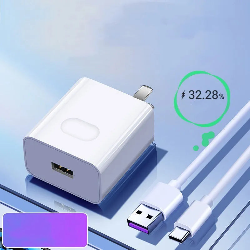 White Super Fast Charger 40W set with QC3.0 5A cable and USB port for US outlets