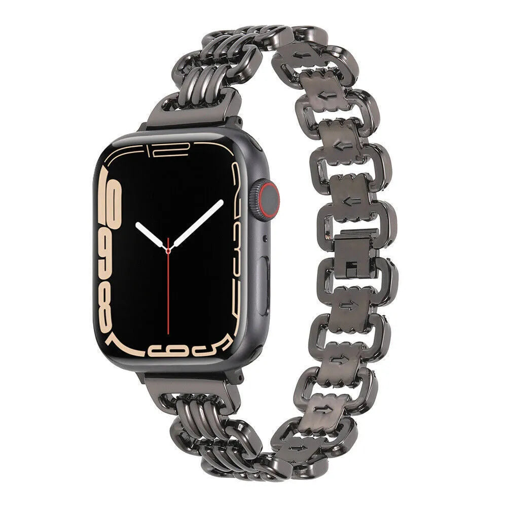 Alloy metal Apple Watch replacement bracelet in silver, black, gold, rose gold and starlight colours for 38mm to 49mm models