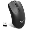 Black wireless computer mouse with audio control button for laptop use