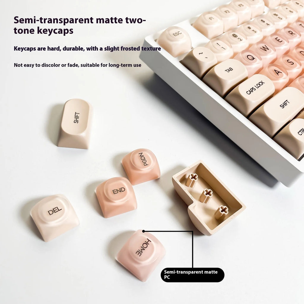 Boxed small full set plastic mechanical keyboard keycaps with UV print OEM height Russian root – liquid foundation colour