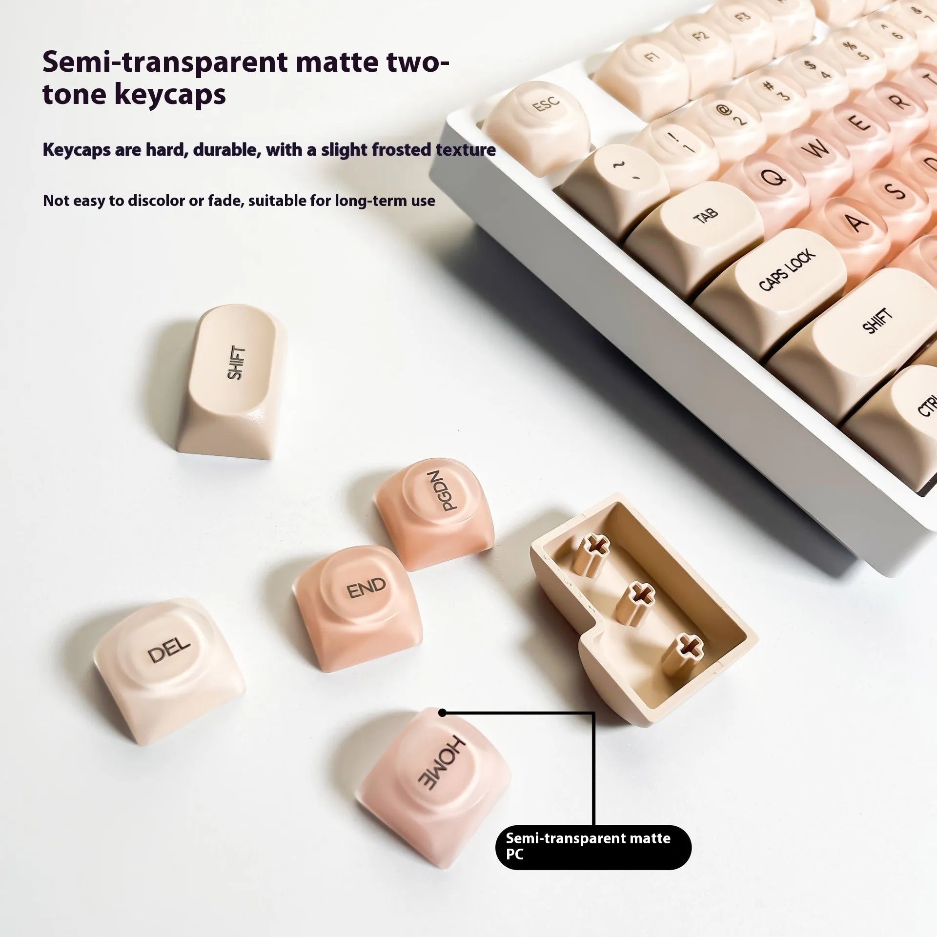Boxed small full set plastic mechanical keyboard keycaps with UV print OEM height Russian root – liquid foundation colour