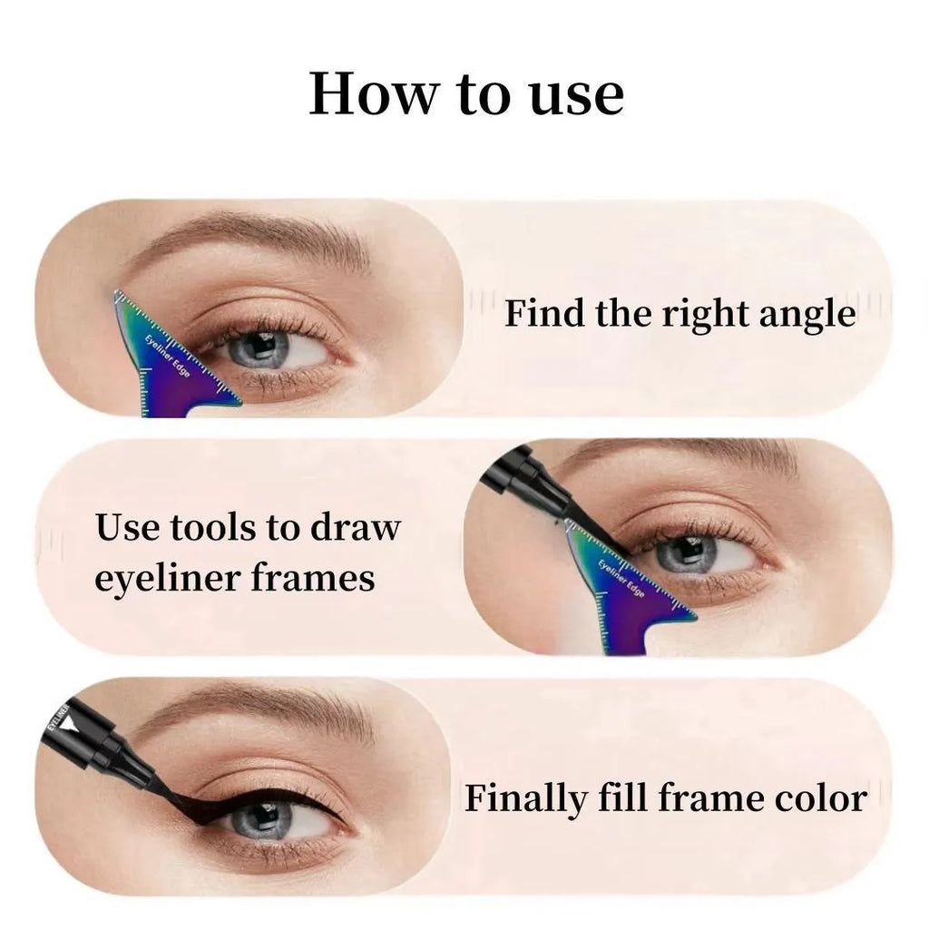 Reusable 3-in-1 eyeliner stencil tool for hooded eyes in LaserFX or pink colour