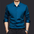 Seamless high elastic long sleeve anti-wrinkle shirt cardigan in spandex fabric, available in eight colours
