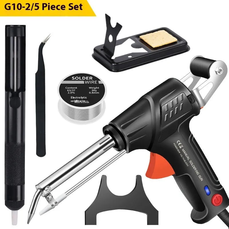 Black G102 soldering gun kit with integrated light and five-piece tool set