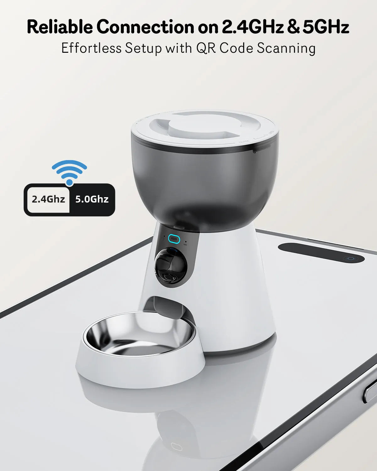 Automatic cat feeder with 1080P camera, 4L stainless steel tray, 5G WiFi, night vision