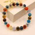 Natural agate copper coin snake bracelet with fu character design on women's wrist