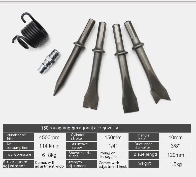 Air hammer tool steel head 150mm pneumatic rust remover brake pad chisel