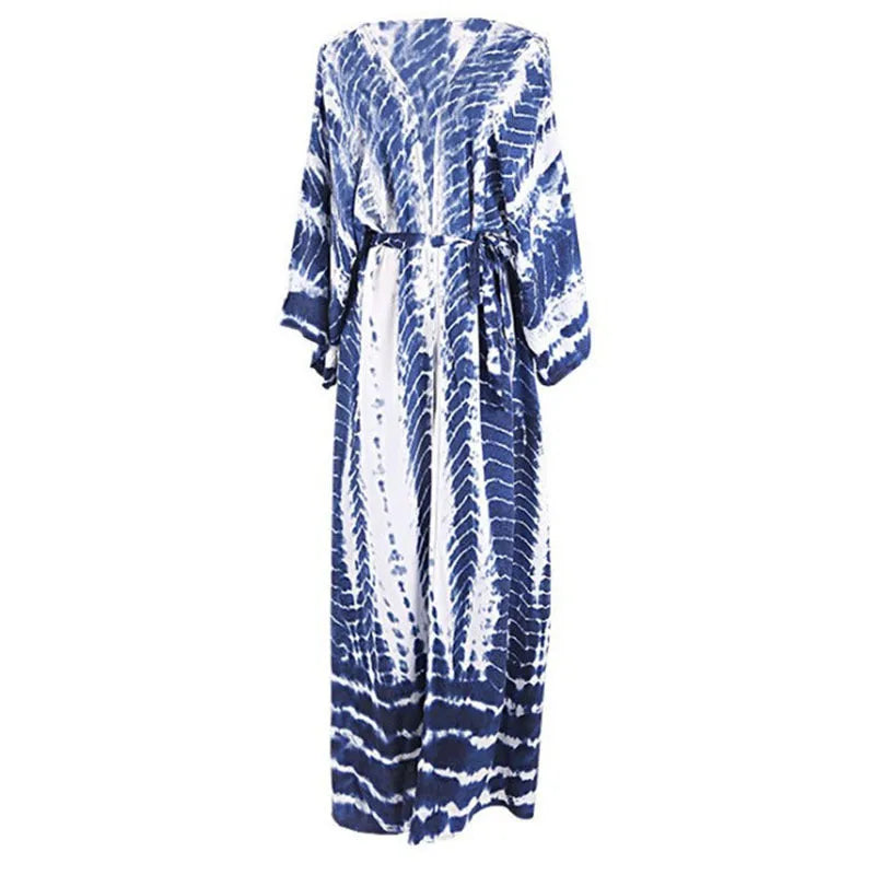 Loose cotton printed cover up shirt for beachwear shown in multiple colour options.