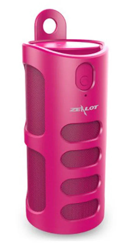 Portable Bluetooth speaker in black, blue, or red with compact 72x72x170mm dimensions