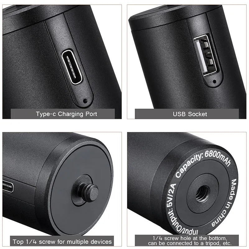 Black aluminium alloy charging treasure handle power bank with integrated grip