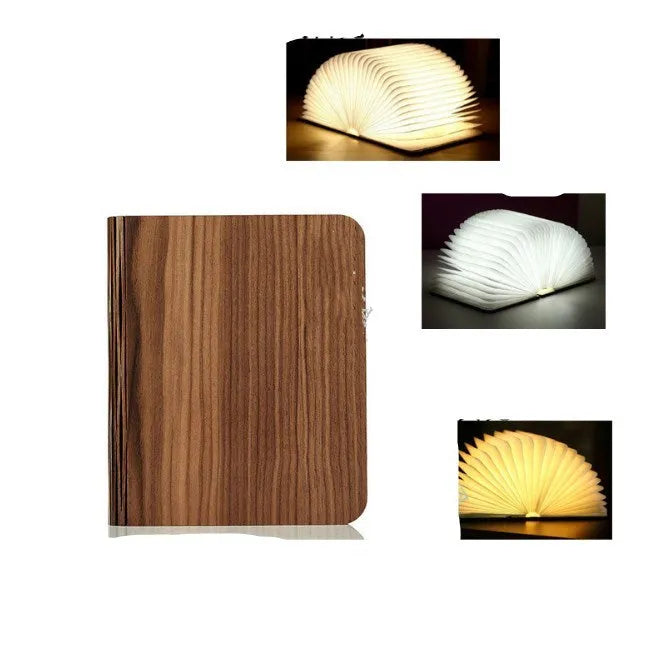 Solid wood book light with USB cable, three sizes available, white and warm white light options