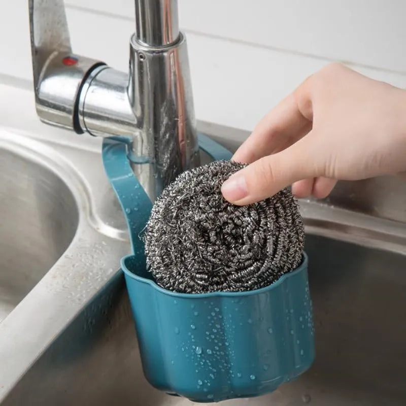 Plastic kitchen sink drain basket in Nordic style design on countertop