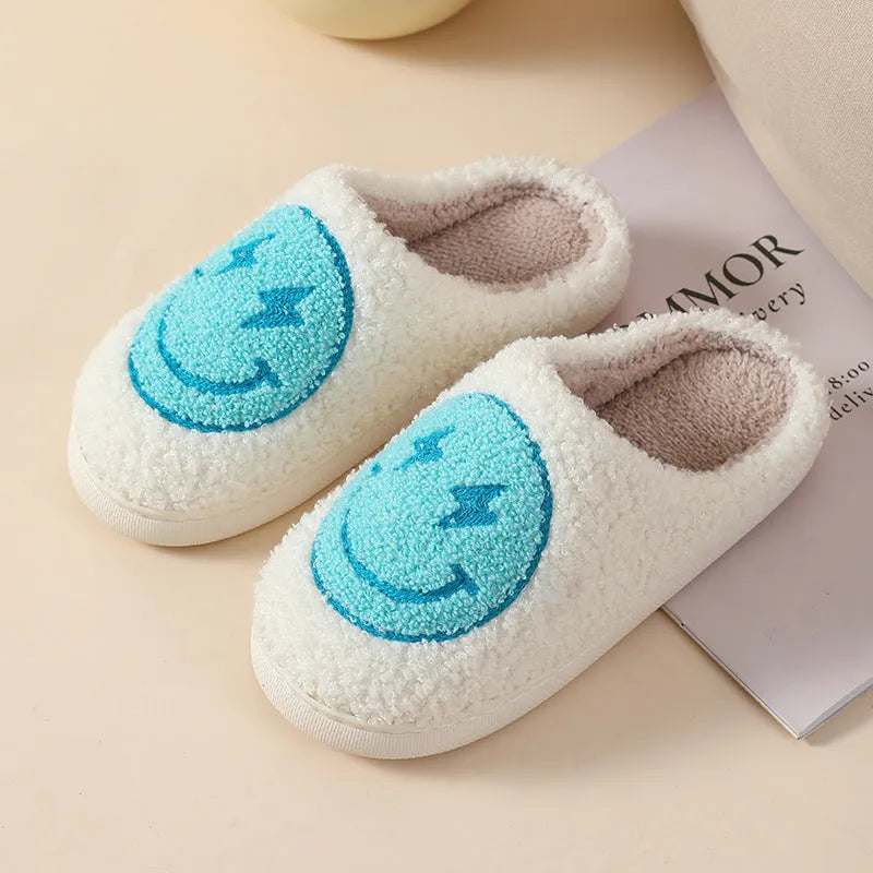 Cartoon love style plush slippers for women with PVC soles in multiple colour options