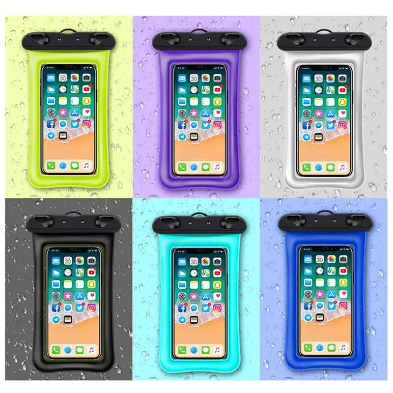 Double airbag mobile phone waterproof pouch with 45cm rope in multiple colour options
