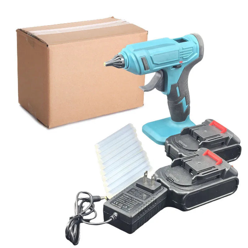 Rechargeable lithium electric hot melt glue gun 21V bare metal with 2 batteries and glue sticks