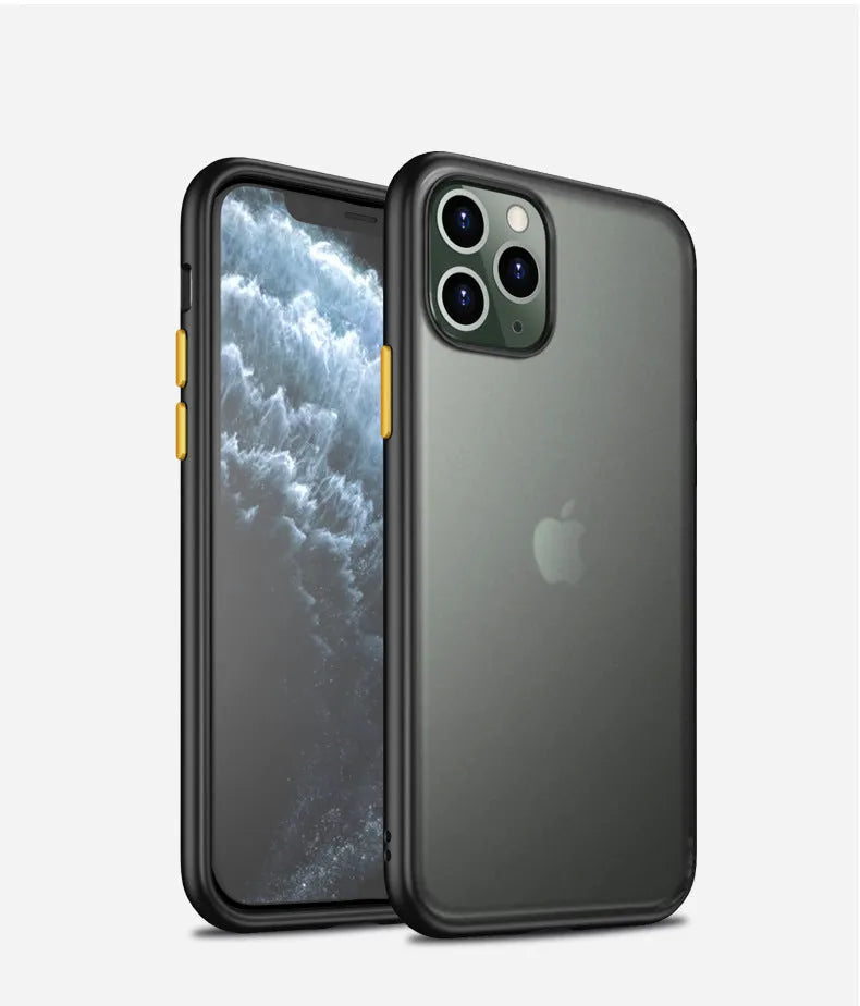 Protective cover frosted shell for iPhone 11 Pro in black with TPU PC material and corner airbags
